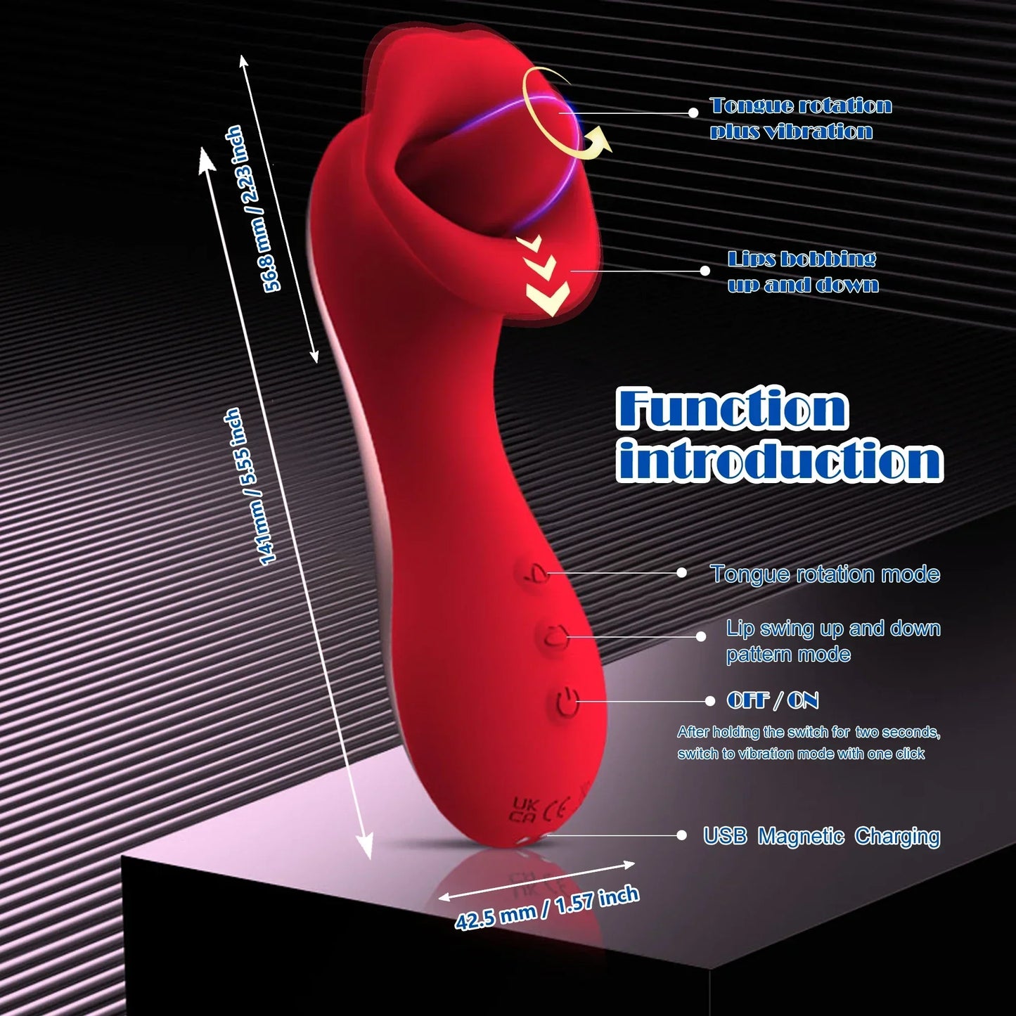Tongue Licking Vibrator for Women with Handle, 10-Speed Clitoral Stimulator, Nipple G-Spot Female Masturbator, Adult Sex Toys 18+