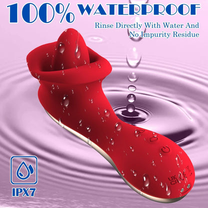 Tongue Licking Vibrator for Women with Handle, 10-Speed Clitoral Stimulator, Nipple and G-Spot Female Masturbator, Adult Sex Toys 18+