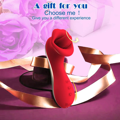 Tongue Licking Vibrator for Women with Handle, 10-Speed Clitoral Stimulator, Nipple and G-Spot Female Masturbator, Adult Sex Toys 18+