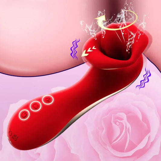 Tongue Licking Vibrator for Women with Handle, 10-Speed Clitoral Stimulator, Nipple and G-Spot Female Masturbator, Adult Sex Toys 18+