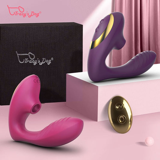 Tracy's Dog New Pro 2 Clitori Sucking Vibrator with Remote Control Function, Purple and Pink Optional Female Vibrator Sex Toy