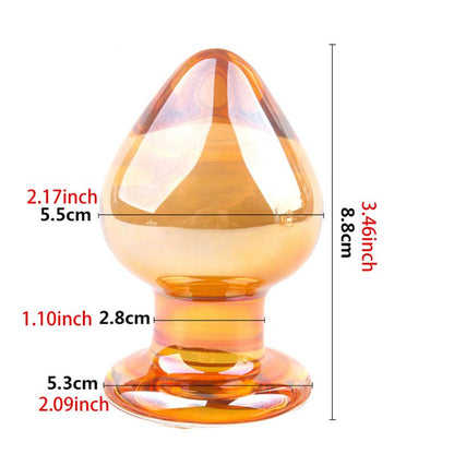 Transparent Butt Plug Waterproof Women Glass Massager Stimulation Adult Sex Toy 8.5 X 5.4cm