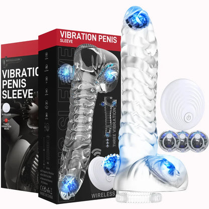 Transparent Realistic Penis Enlargement Sleeve Cock Ring Delay Ejaculation Extender Condoms Lock Ring Sex Toys for Men Adult