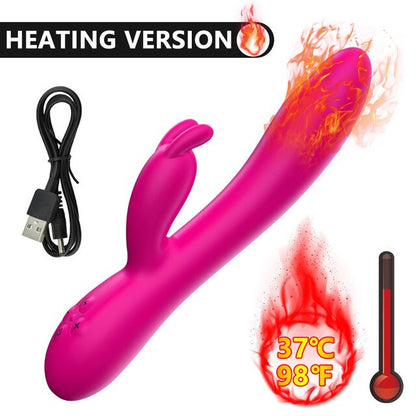 USB Charging Heating AV Rabbit Dildo Vibrator Vagina Clitoris Stimulator G-Spot Adult Game Sex Toys for Women Female Masturbator