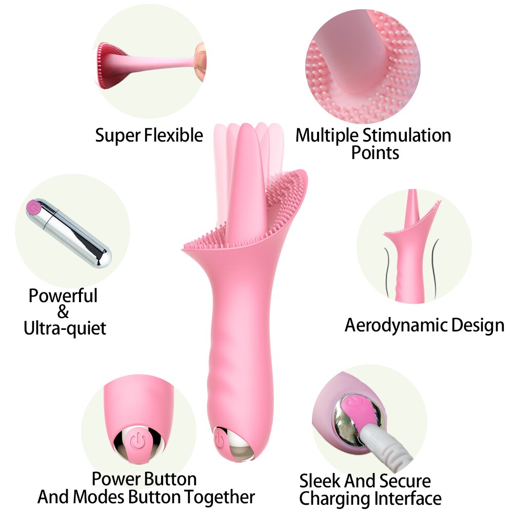 Vaginal Massage G-Spot Clitoral Vibrator Tongue Licking Clit Tickler Sex Toys for Women 10 Modes Vibrating Adult Orgasm Product
