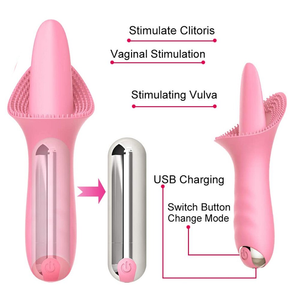 Vaginal Massage G-Spot Clitoral Vibrator Tongue Licking Clit Tickler Sex Toys for Women 10 Modes Vibrating Adult Orgasm Product
