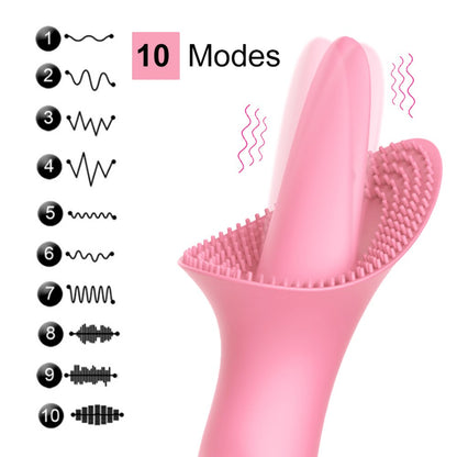Vaginal Massage G-Spot Clitoral Vibrator Tongue Licking Clit Tickler Sex Toys for Women 10 Modes Vibrating Adult Orgasm Product