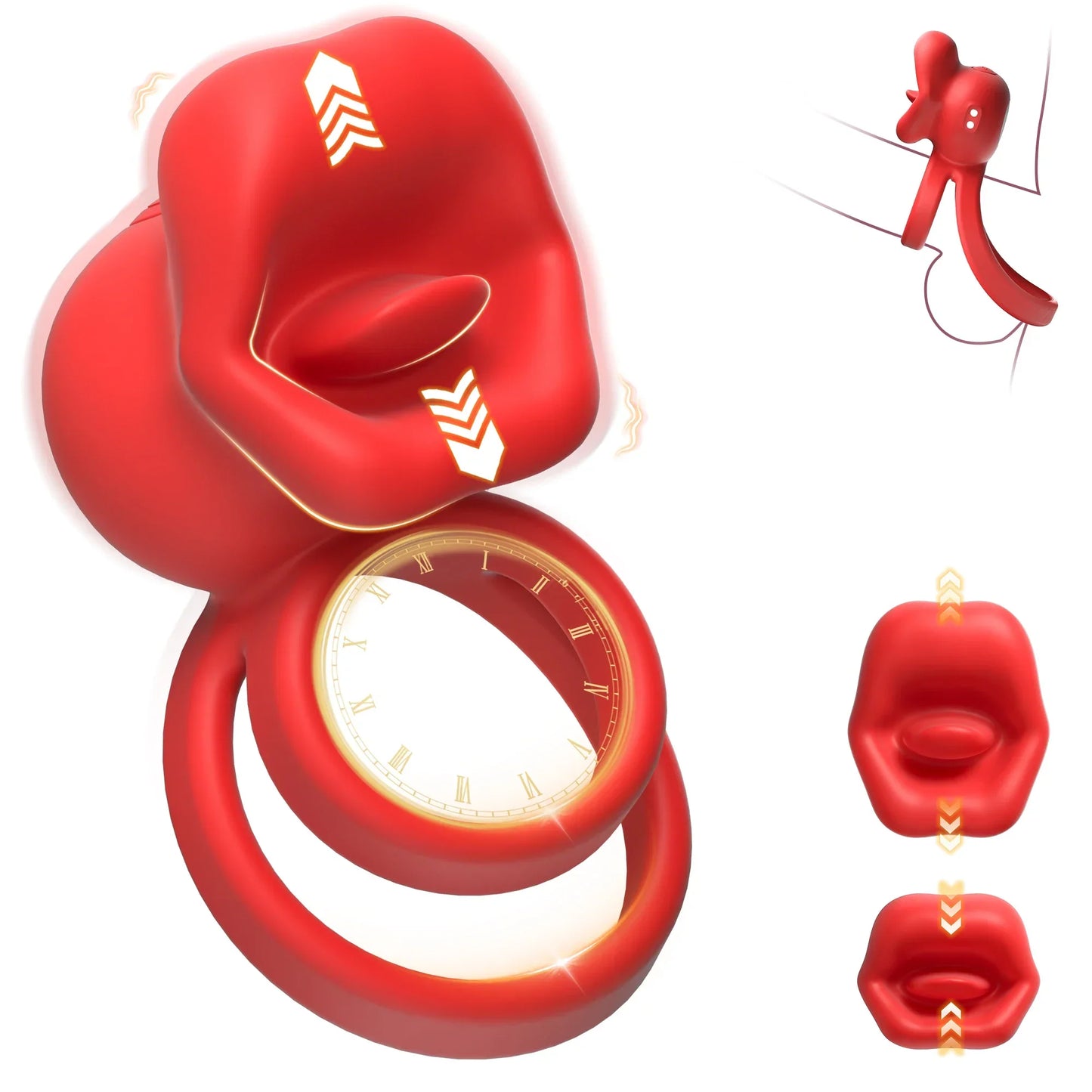 Vibrating Penis Ring with Tongue Licking Clitoral Stimulator, Delay Ejaculation Cockring Penisring, Sex Toys for Men, Adults 18+