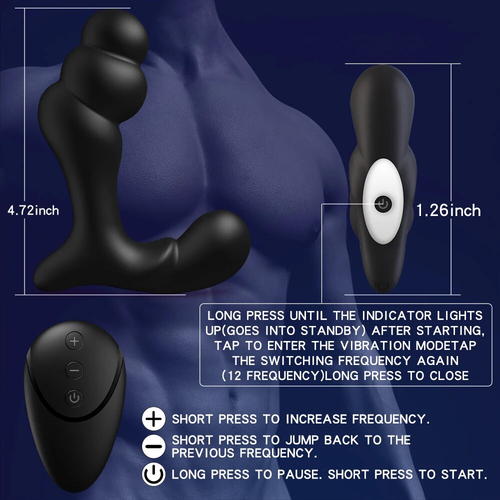 Vibrating Prostate Massager Anal Training Butt Plug 12 Vibration Modes G-Spot Vibrator Anal Beads Stimulator Device