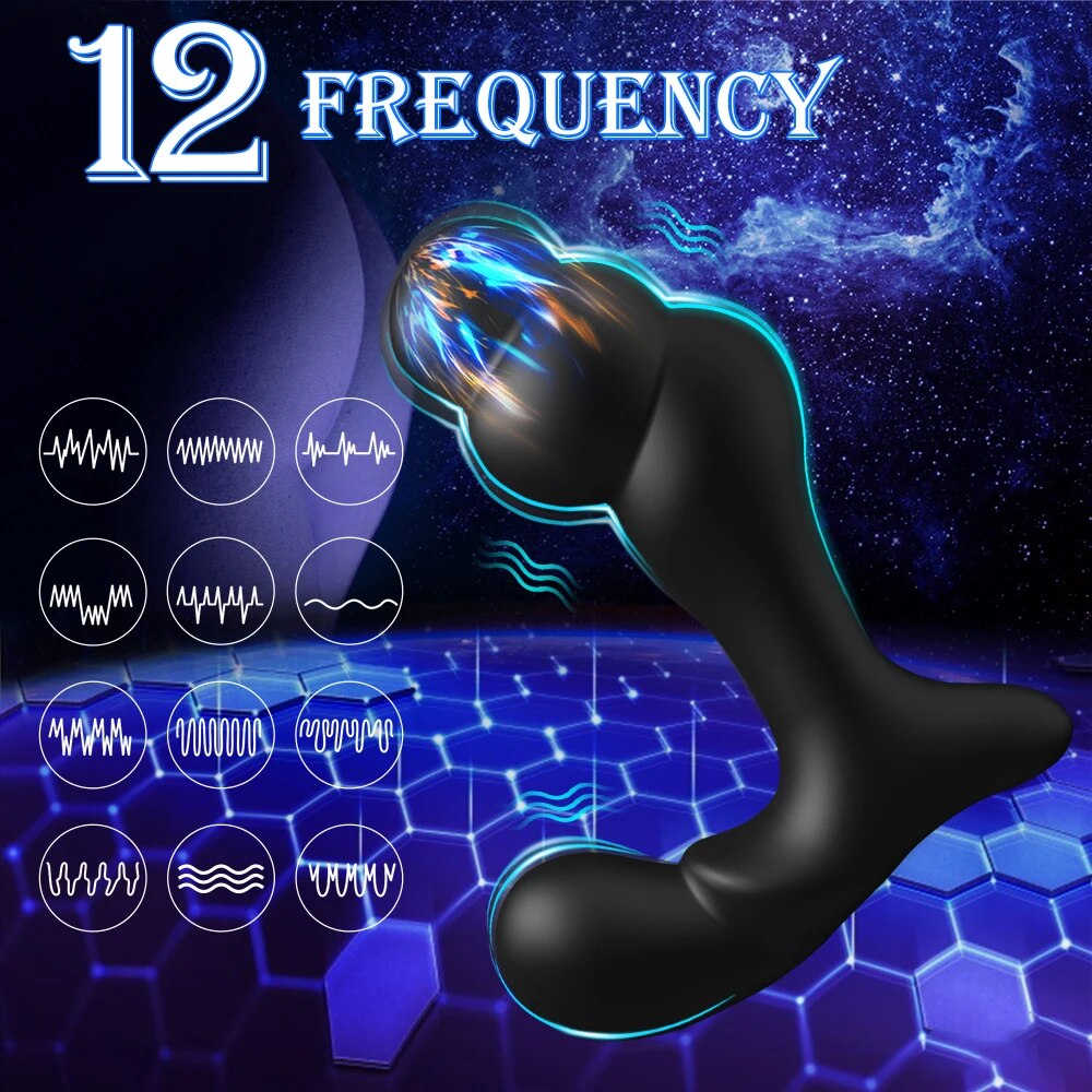 Vibrating Prostate Massager Anal Training Butt Plug 12 Modes Vibration G-Spot Vibrator Anal Beads Stimulator Device