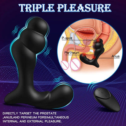 Vibrating Prostate Massager Anal Training Butt Plug 12 Modes Vibration G-Spot Vibrator Anal Beads Stimulator Device