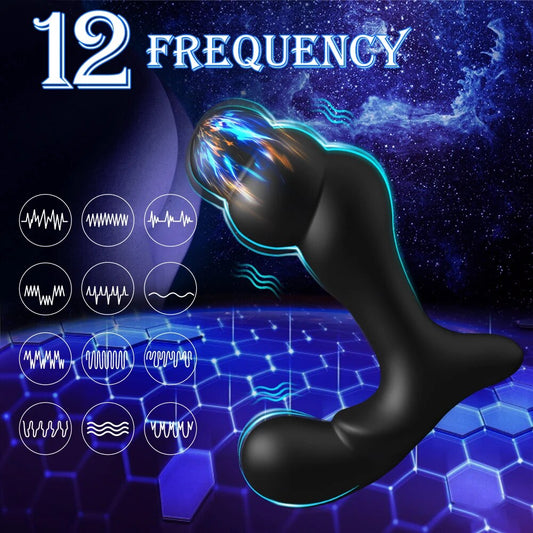 Vibrating Prostate Massager Anal Training Butt Plug 12 Vibration Modes G-Spot Vibrator Anal Beads Stimulator Device