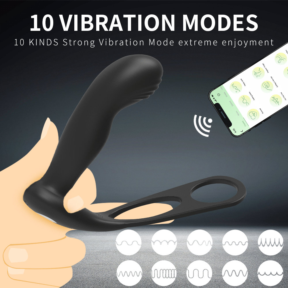 Vibrator Male Prostate Massager Butt Plug Delay Ring Control Backyard Toys Three-Point Stimulator Couple Flirt