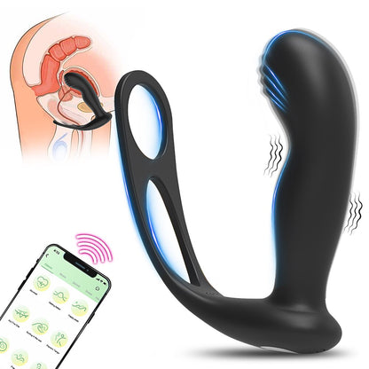 Vibrator Male Prostate Massager Butt Plug Delay Ring Control Backyard Three-Point Stimulation Couple Flirt Toy