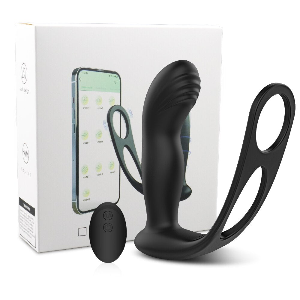Vibrator Male Prostate Massager Butt Plug Delay Ring Control Backyard Toys Three-Point Stimulator Couple Flirt