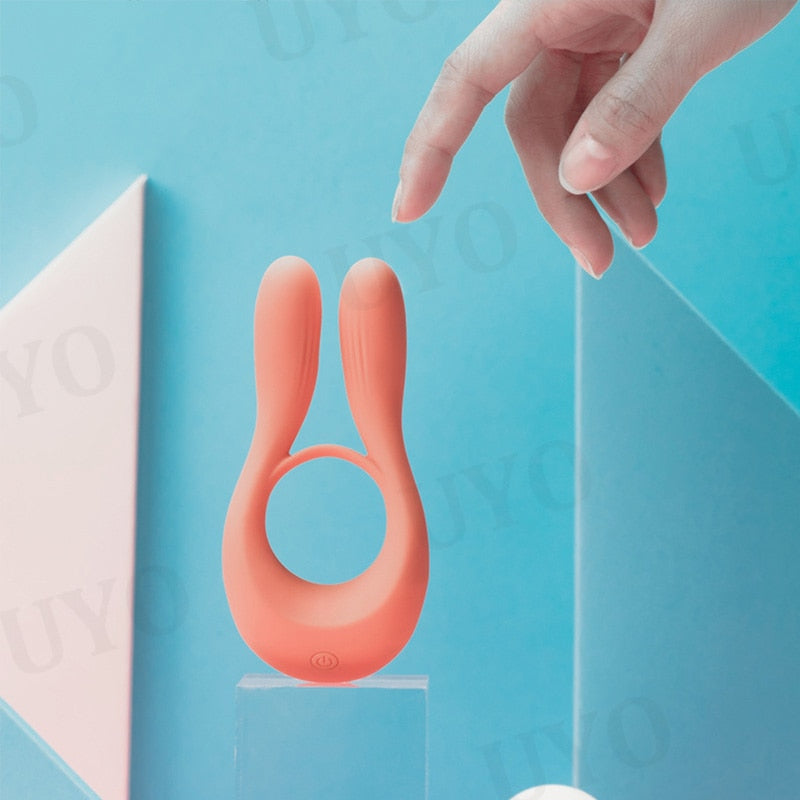 Male Vibrator Cock Ring Lock Ring Silicone Penis Vibration Delay Ring G-Spot Stimulator Couple Toy