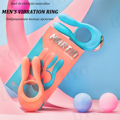 Male Vibrator Cock Ring Lock Ring Silicone Penis Vibration Delay Ring G-Spot Stimulator Couple Toy