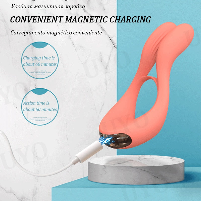 Male Vibrator Cock Ring Lock Ring Silicone Penis Vibration Delay Ring G-Spot Stimulator Couple Toy