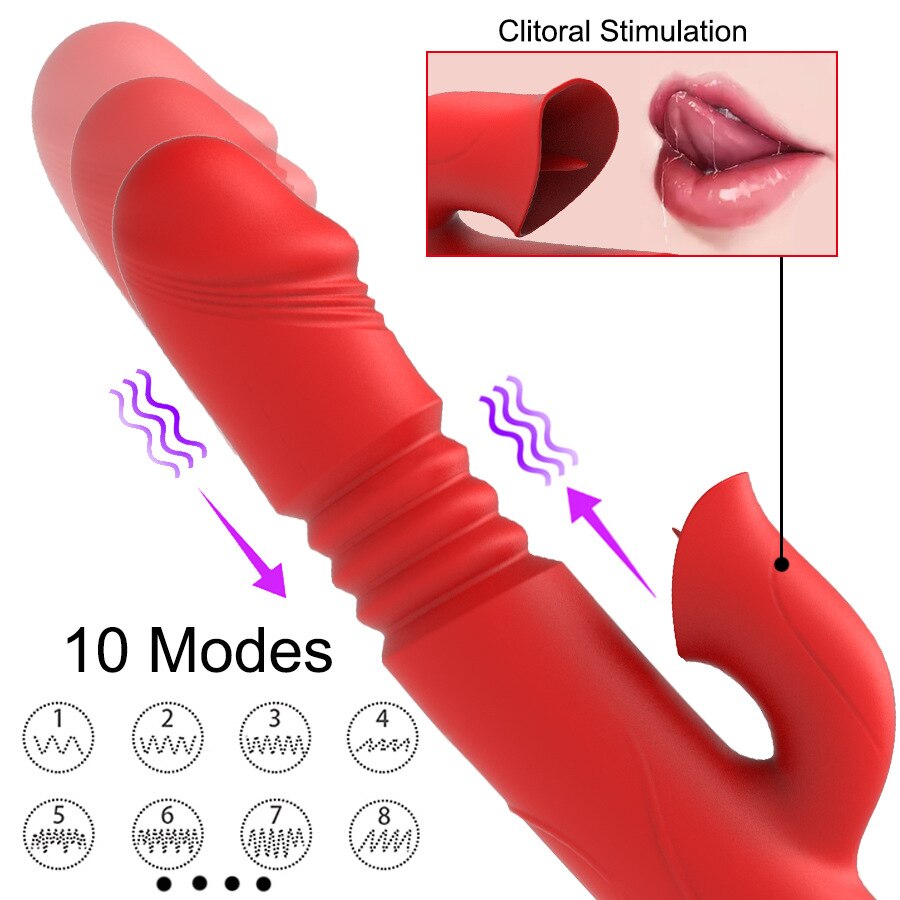 ความร้อนหมุน Vibrator Telescopic G Spot Dildo Vibrator Anal Clit Stimulator หญิง Masturbation เซ็กซ์ทอยสำหรับผู้หญิง