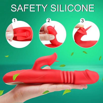 Rotating Heating Vibrator Telescopic G Spot Dildo Vibrator Anal Clit Stimulator Female Masturbation Sex Toy for Women