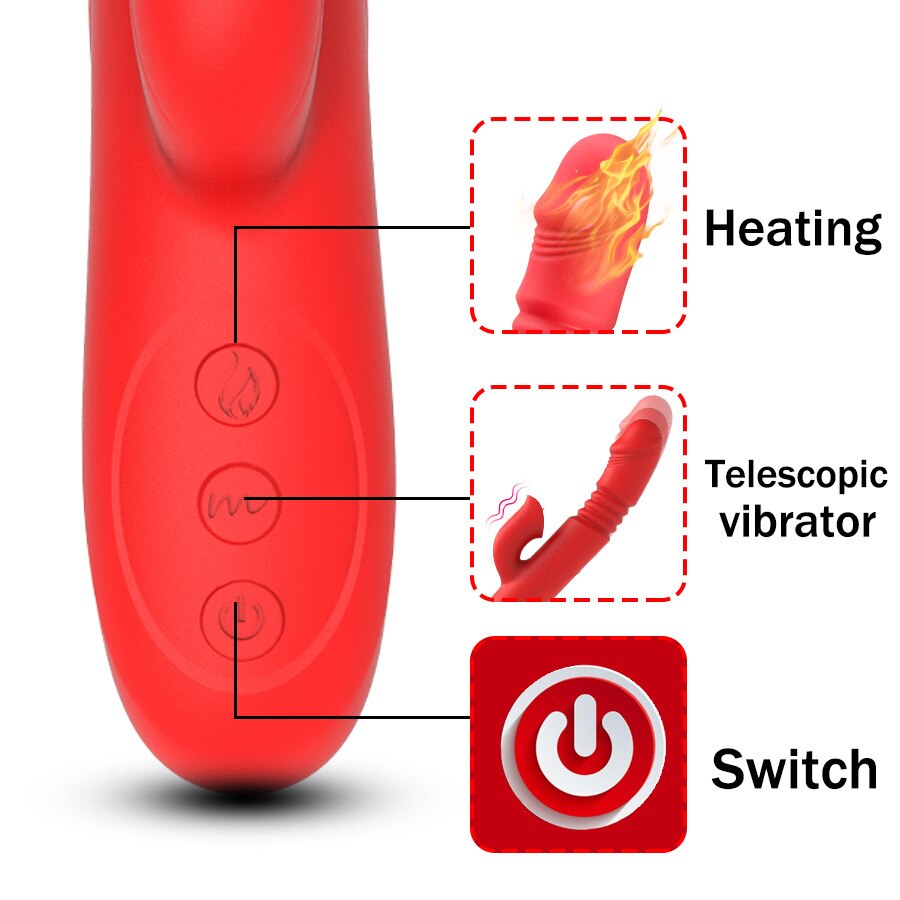 Rotating Heating Vibrator Telescopic G Spot Dildo Vibrator Anal Clit Stimulator Female Masturbation Sex Toy for Women
