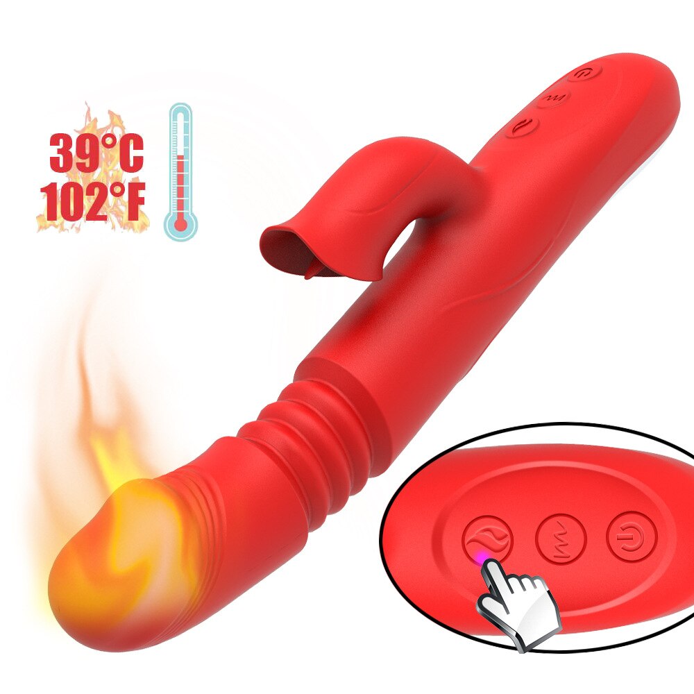 Rotating Heating Vibrator Telescopic G Spot Dildo Vibrator Anal Clit Stimulator Female Masturbation Sex Toy for Women