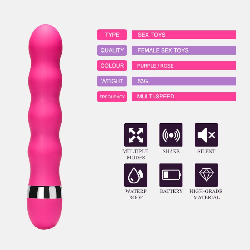 Multispeed G-Spot and Vagina Vibrator, Clitoris and Butt Plug, Anal Erotic Goods, Sex Toys for Women and Men, Female Dildo