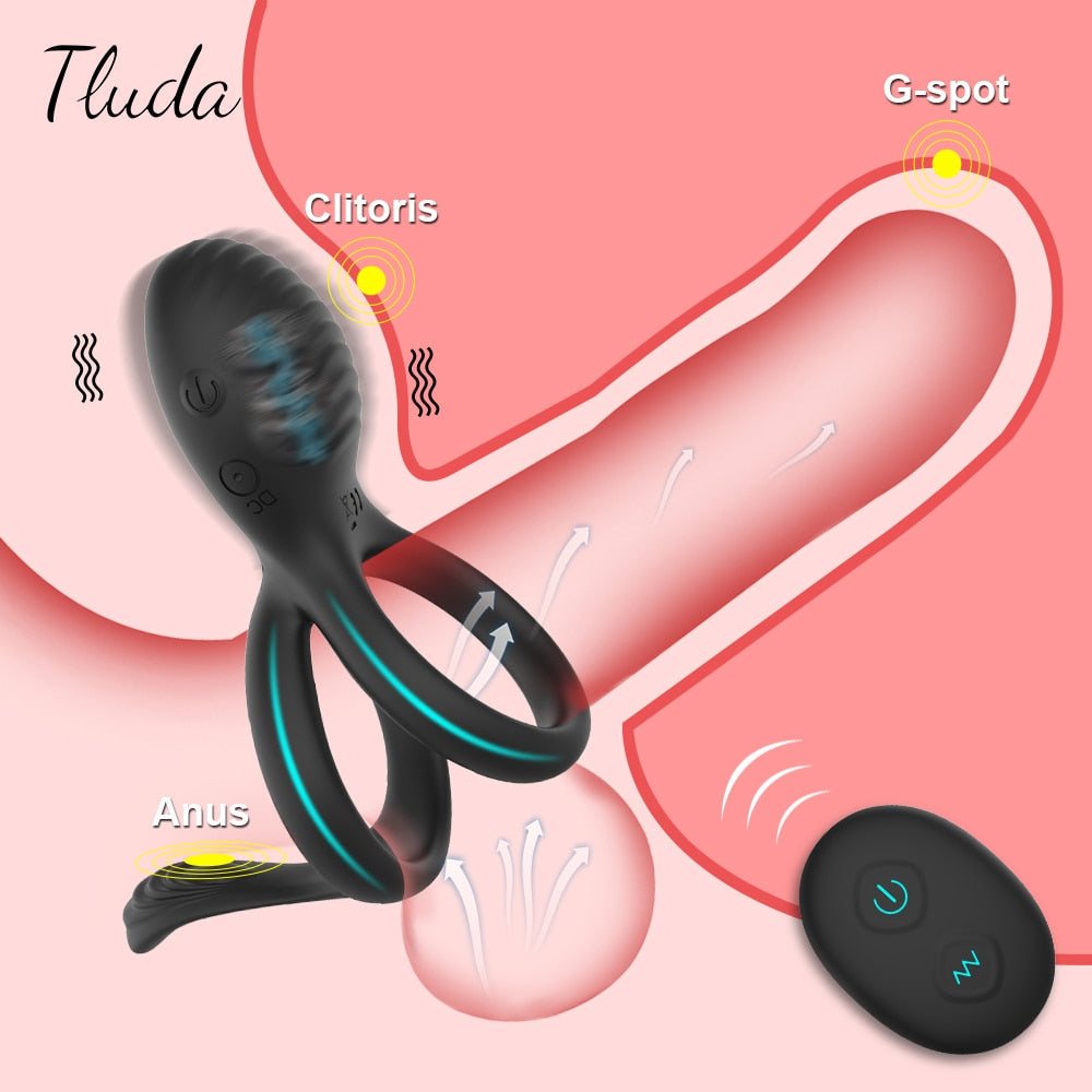 Wireless Couple Ring Sex Toys for Men's Penis, Cock Vibrator Ring, Cockring, Retardant, Ejaculation Delay, Remote Control
