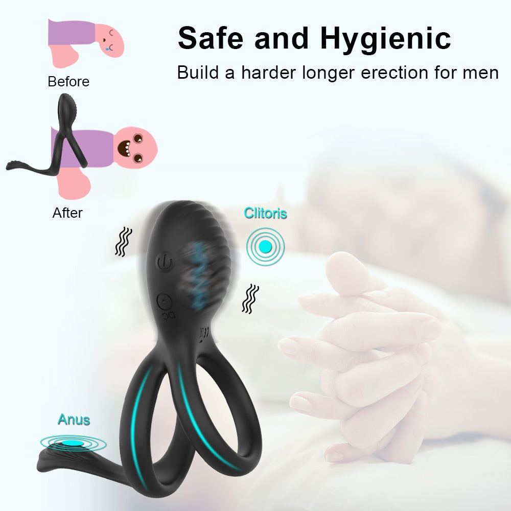 Wireless Couple Ring Sex Toys for Men's Penis, Cock Vibrator Ring, Cockring, Retardant, Ejaculation Delay, Remote Control