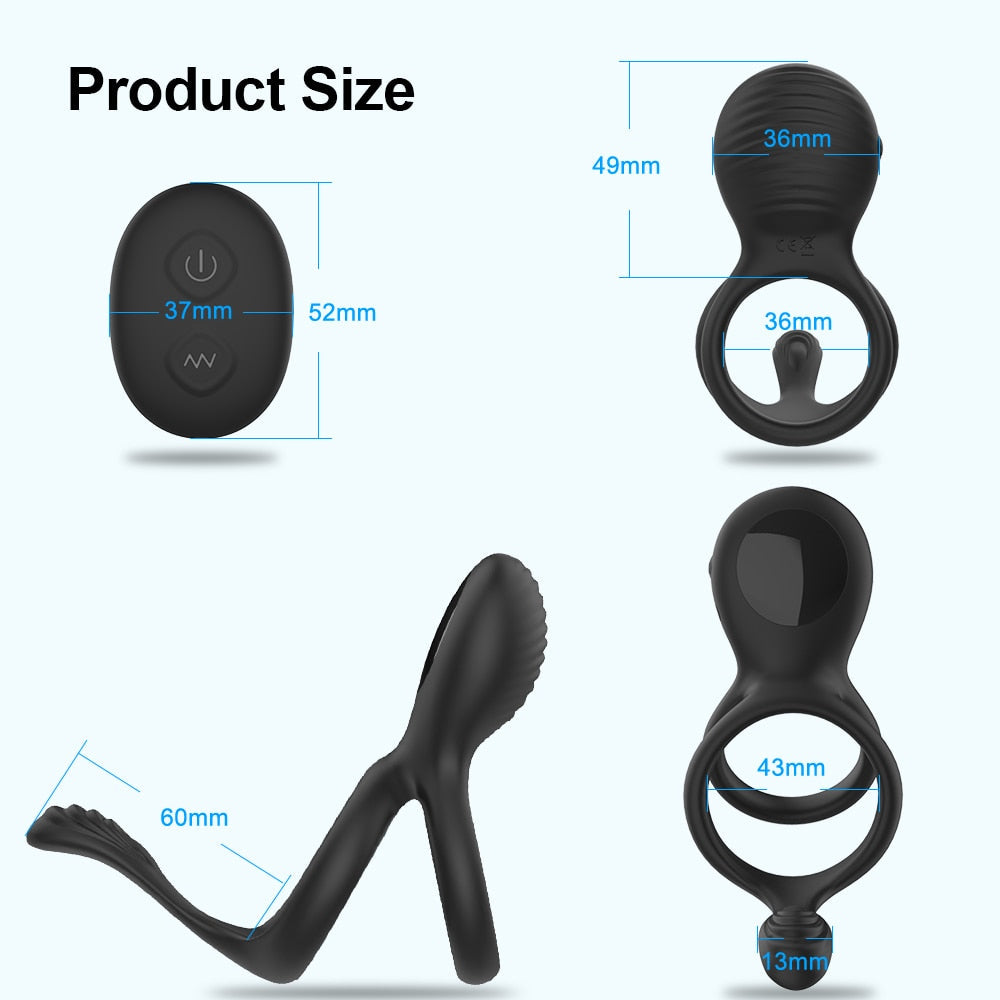 Wireless Couple Ring Sex Toys for Men's Penis, Cock Vibrator Ring, Cockring, Retardant, Ejaculation Delay, Remote Control