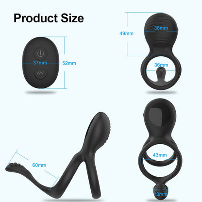 Wireless Couple Ring Sex Toys for Men's Penis, Cock Vibrator Ring, Cockring, Retardant, Ejaculation Delay, Remote Control