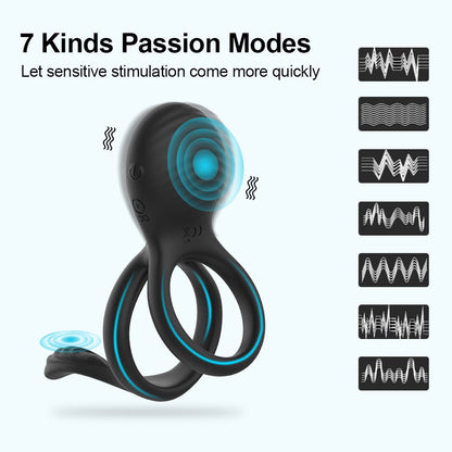 Wireless Couple Ring Sex Toys for Men's Penis, Cock Vibrator Ring, Cockring, Retardant, Ejaculation Delay, Remote Control