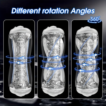 Mesterstar Dual Open Ended 360° Rotating Male Masturbators Stroker Sleeve. Pocket Pussy Sex Toys for Adults with 3D Crystal Realistic Textured Vagina Male Masturbators Cup