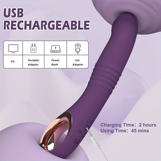 USB Rechargeable Dual Function Adult Toy: 10 Vibration and Stimulation Modes. Realistic Silicone Design. Suitable for Women and Couples