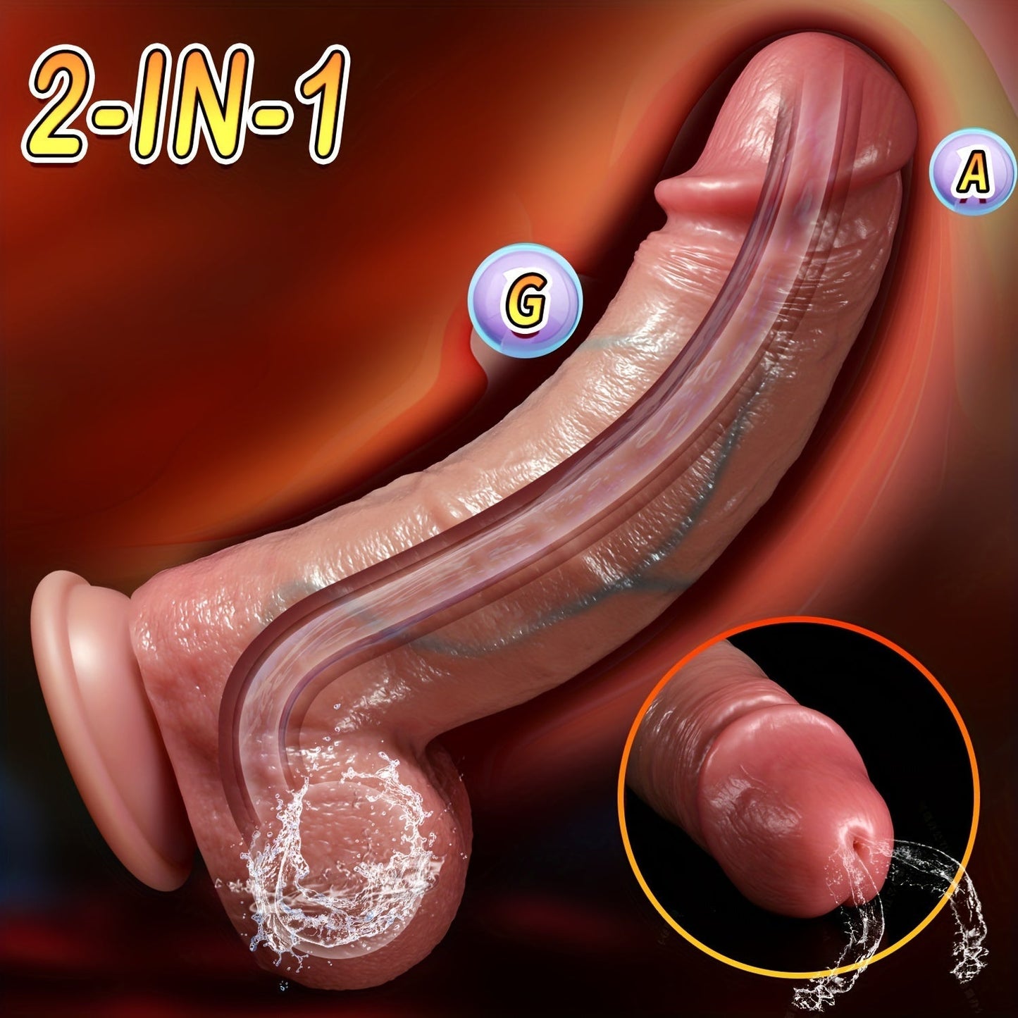Realistic Squirt Dildo, Large Silicone Penis, Anal/Vaginal Penetration Prostate Masturbation Toy, Satisfying Sex Toys for Women and Men