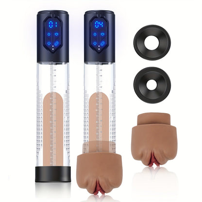 Automatic Penis Pump Sex Toys - Electric Male Masturbator Vacuum Pump With 3 Suction & 4 Erection Intensities. Pump Penis With 2 Vagina Sleeves For Adult Men