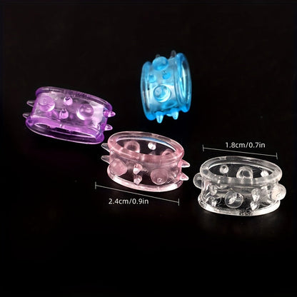4pcs TPE Soft Penis Locking Ring Couple Sex Toys Transparent Crystal Ring Sperm Retention Barbed Penis Ring Adult Products