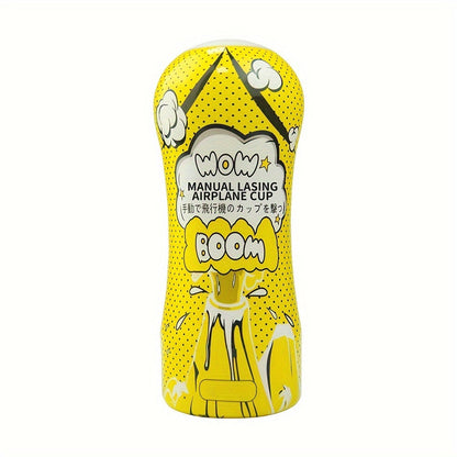 Manual Lasing Airplane Cup: Handheld Stimulation Toy for Men - TPE Material. Suitable for Hand Washing. No Electricity Required