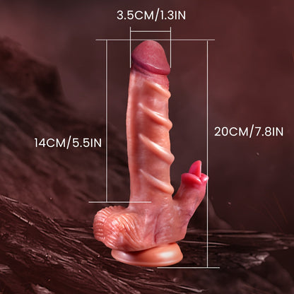 8 Inch Stretchable Vibration Sex Toy - 4-in-1 Realistic Female Anal Stimulator with 7 Stretching and 7 Vibration Modes. Wireless Remote Control. and Heating Functionality