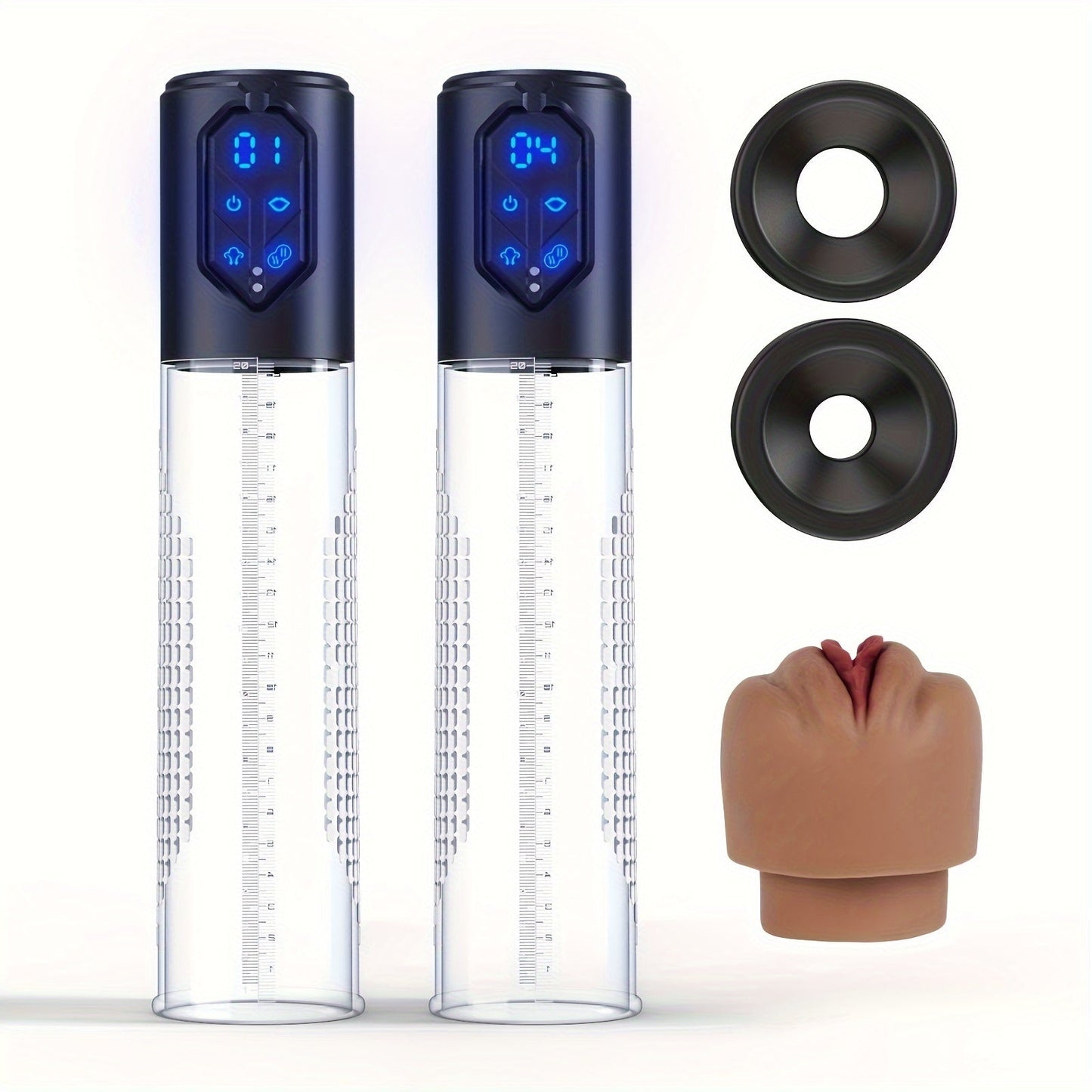 Automatic Penis Pump Sex Toys - Electric Male Masturbator Vacuum Pump With 3 Suction & 4 Erection Intensities. Pump Penis With 2 Vagina Sleeves For Adult Men