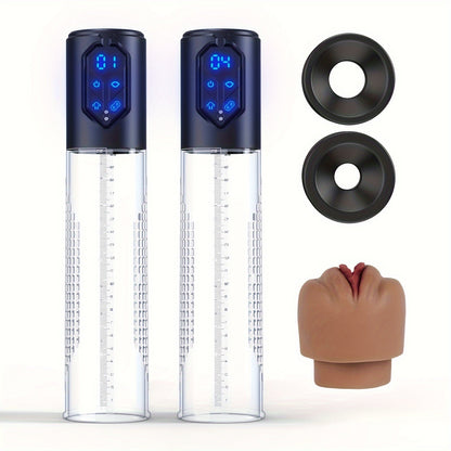 Automatic Penis Pump Sex Toys - Electric Male Masturbator Vacuum Pump With 3 Suction & 4 Erection Intensities. Pump Penis With 2 Vagina Sleeves For Adult Men