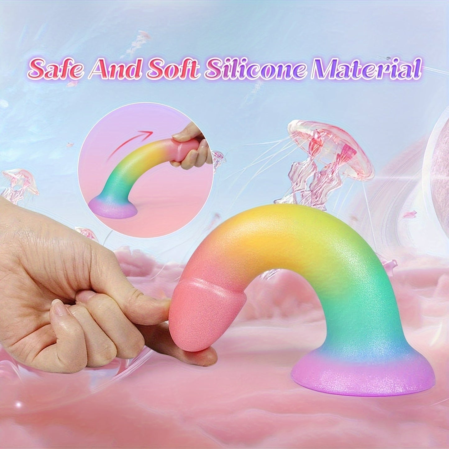 Liquid Silicone Soft Dildo. 7 Strap-On G-Spot Anal Suction Cup Dildos for Women's Pleasure. Pink Purple Fantasy Thin Women Adult Sex Toys Dildos for Beginners. Jelly Smooth Penis Female Sex Toy