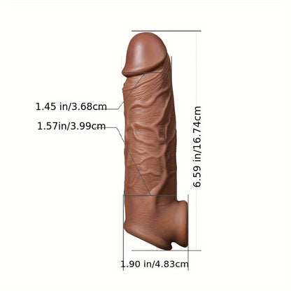 Realistic Male Extended Penis Sleeve Liquid Silicone Reusable Sex Toys Adult Male Couples Sharing Sex Toys For Pleasure